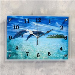 Часы настенные, серия: Море, "Дельфины", 25х35  см, микс