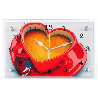 Часы настенные, серия: Кухня, "Чашка кофе сердце", 20х30  см, микс