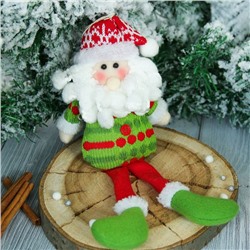 Мягкая игрушка "Дед Мороз в свитере - длинные ножки" 7*25 см зелёный