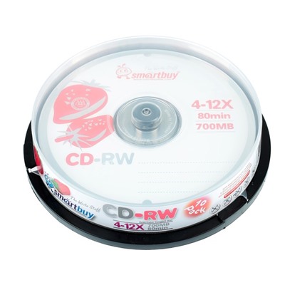 Диск CD-RW Smartbuy, 12х, 700 Мб, Спайка, 10 шт