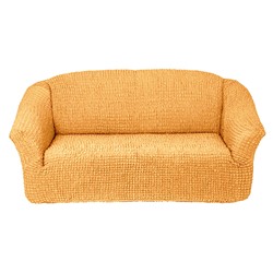 Чехол на диван на резинке без оборки персик яркий