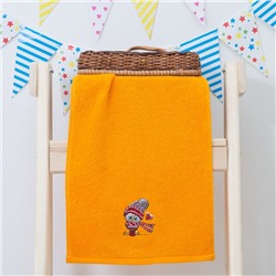 Махровое полотенце "Уютная совушка", размер 30х60 см, цвет оранжевый