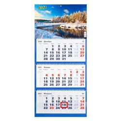 Календари квартальные трио "Природа, 2021 - 12" 31 х 69 см