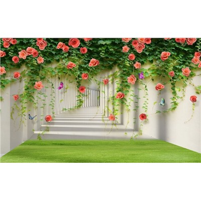 3D Фотообои «Тоннель с лианами роз»