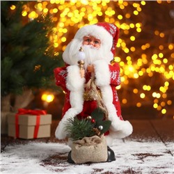 Дед Мороз "В красной шубке в ёлочках с подарками" 15х30 см