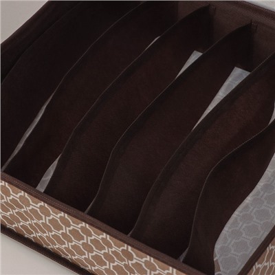 Органайзер для белья Доляна «Браун», 7 отделений, 34×30,5×10 см, цвет коричневый
