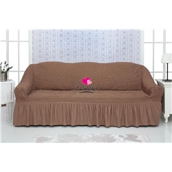 Чехол на трехместный диван с оборкой серо коричневый 202, Характеристики