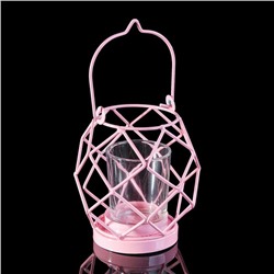 Подсвечник металл 1 свеча "Лофт" розовый 12х11х11 см