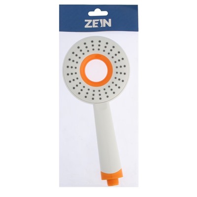 Душевая лейка ZEIN Z410, пластик, 1 режим, цвет белый/оранжевый