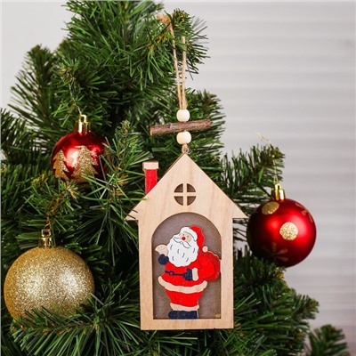 Декор с подсветкой «Дед мороз в домике»