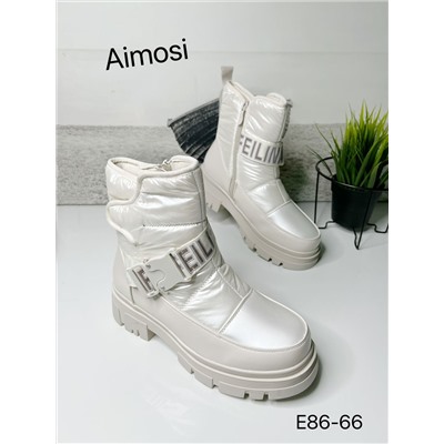 Зимние ботинки с натуральным мехом E86-66 молочные