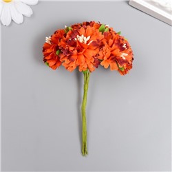 Цветы для декорирования "Астра оранжевая охра" 1 букет=6 цветов 10 см