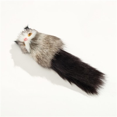 Игрушка для кошек "Кот-дружок", искусственный мех, корпус 7 см, бело-коричневая/чёрная