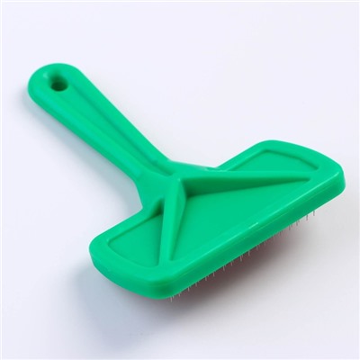 Пуходёрка "Симпл" без капель с пластиковой ручкой 9,2 х 13,2 см, зелёная