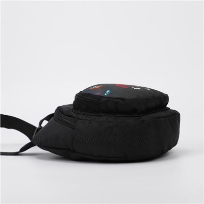 Рюкзак-слинг «Космос», 15х10х26 см, отдел на молнии, наружный карман, регулируемый ремень, чёрный