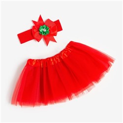 Набор "Новогодний" юбка и повязка на голову, 3-18 мес, красный