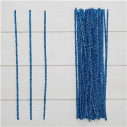 Проволока с ворсом для поделок «Блеск», набор 50 шт, размер 1 шт: 30×0,6 см цвет синий