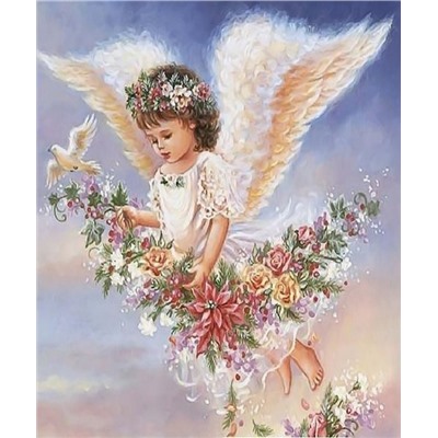 Картина по номерам 40х50 - Ангел и цветы