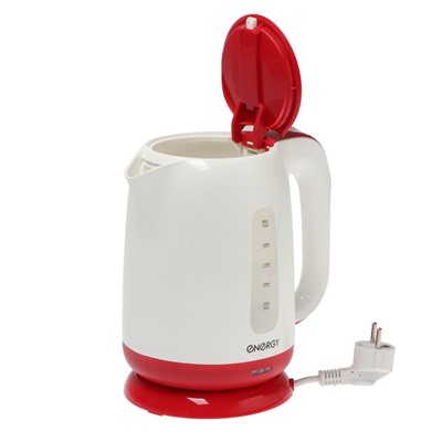 Чайник электрический ENERGY E-274, пластик, 1,7 л, 2200 Вт, бело-красный