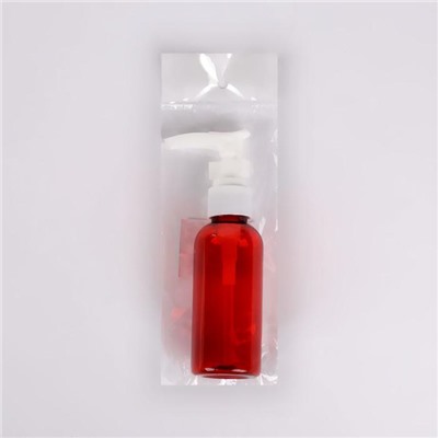 Бутылочка для хранения, с дозатором, 60 мл, цвет красный/белый