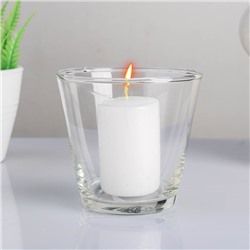 Подсвечник стеклянный "Тило" с белой свечой, 12,7×12 см