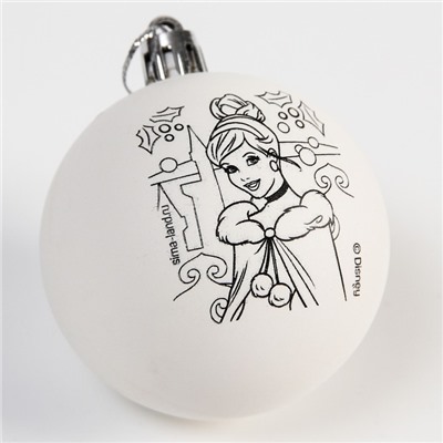 Новогодний шар под раскраску, Принцессы: Золушка, размер шара 5,5 см