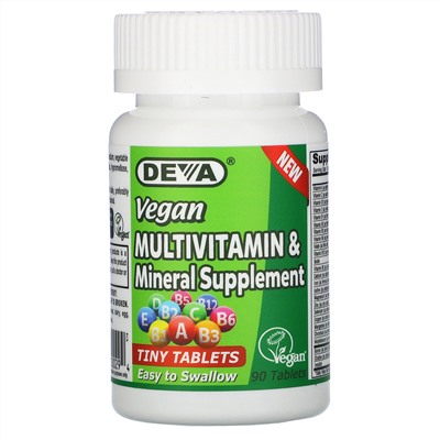 Deva, мультивитаминная и минеральная добавка, для веганов, 90 таблеток
