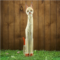 Сувенир дерево "Светлая кошка с украшениями" 15х8х80 см