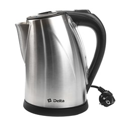 Чайник электрический DELTA DL-1033, металл, 2 л, 2000 Вт, серебристый