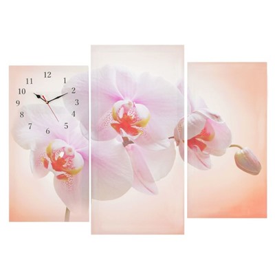 Часы настенные модульные «Розовая орхидея», 60 × 80 см