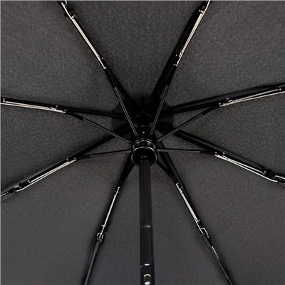 Зонт автоматический «Однотонный», 3 сложения, 8 спиц, R = 52 см, цвет чёрный