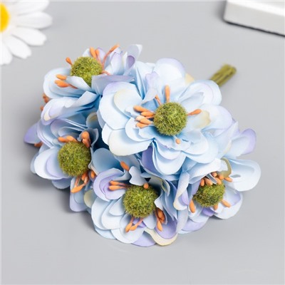 Цветы для декорирования "Эустома голубая" 1 букет=6 цветов 11 см