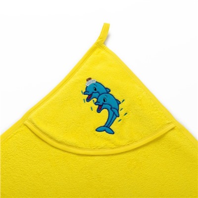 Полотенце с уголком и рукавицей, размер 90х90, цвет желтый, махра, хл100%