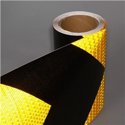 Светоотражающая лента, самоклеящаяся, черно-желтая, 20 см х 10 м