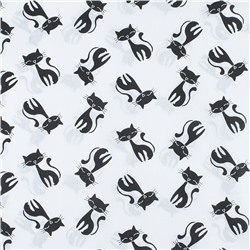Ткань на отрез бязь плательная 150 см 1871/1 Черные котята на белом