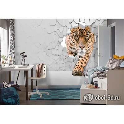3D Фотообои  «Притаившийся леопард»