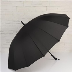 Зонт - трость полуавтоматический, 16 спиц, R = 59 см, цвет чёрный