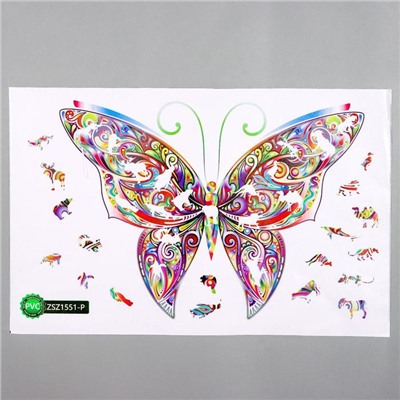 Наклейка пластик интерьерная цветная пазл "Бабочка" 30х45 см