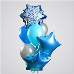 Букет из шаров «Новый год. Снежинка», набор 9 шт., цвет голубой