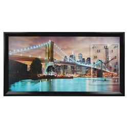 Часы-картина настенные, серия: Город, "Бруклинский мост", 50 х 100 см, микс