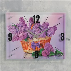 Часы настенные, серия: Цветы, "Корзина сирени", 40х50  см, микс