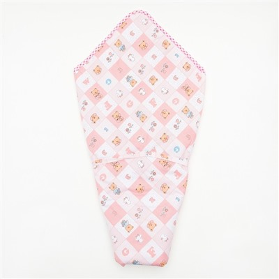 Конверт для новорожденного "Мишка", теплый, на завяках, цвет розовый