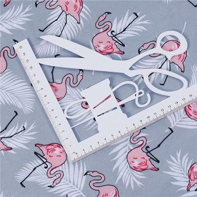 Ткань на отрез кулирка карде Фламинго цвет серый R-R4057-V1