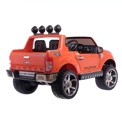 Электромобиль FORD RANGER, цвет оранжевый, EVA колёса, кожаное сиденье