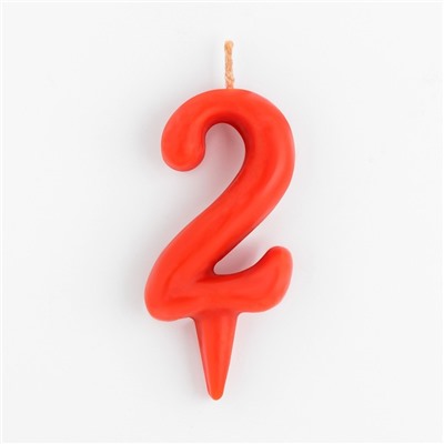 Свеча для торта цифра "Овал" "2", красная, 7 см