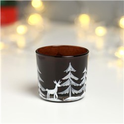 Подсвечник "Зимний лес" шоколад с декором 5,5 см