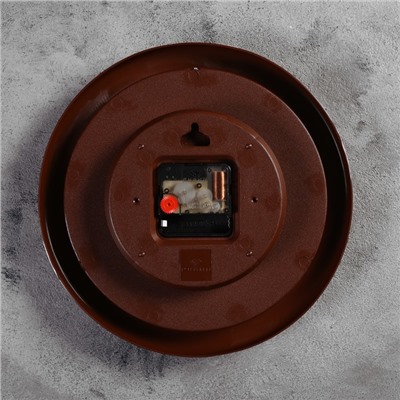 Часы настенные круглые"Паркет", коричневый обод, 23х23 см  Рубин
