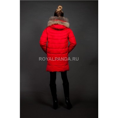 Куртка женская зимняя 827 красный натуральный мех