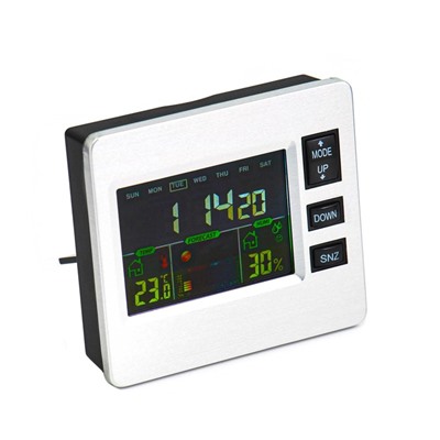 Часы электронные с метеостанцией, с календарём и будильником 7.7х8.6 см