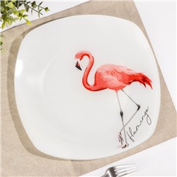 Тарелка «Фламинго», 27,1×27,1 см, цвет белый